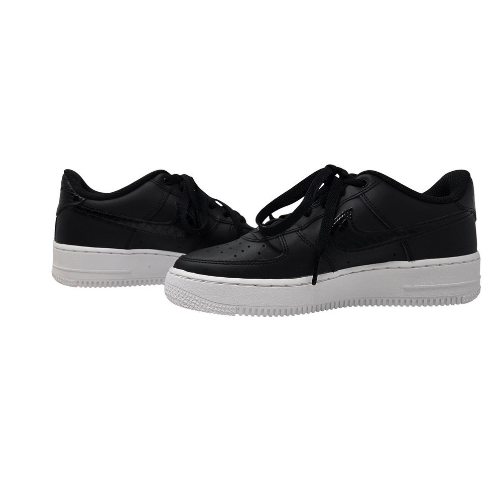 Nike Air Force 1 Low GS 6Y Black White New FV7725-001 Croc Embossed Leather - Picture 5 of 8